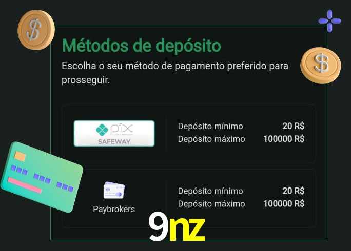 O cassino 9nz oferece uma grande variedade de métodos de pagamento